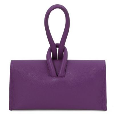 Italian Tuscany Leather Clutch Bag in Purple, Handmade In Italy #3