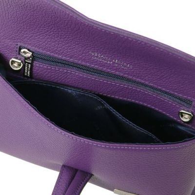Italian Tuscany Leather Clutch Bag in Purple, Handmade In Italy #4