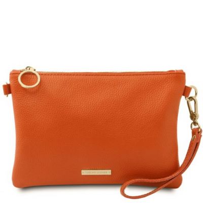 Tuscany Leather Bag Soft Leather Clutch Orange #1