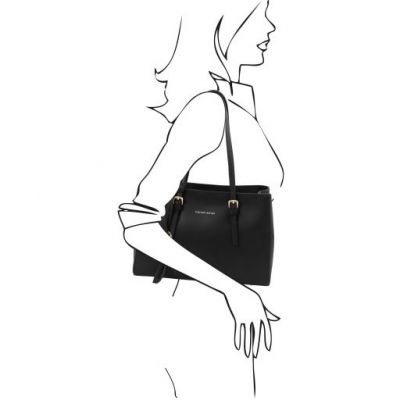 Tuscany Leather TL Bag Leather Shoulder Bag Black #8