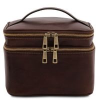 Tuscany Leather Eliot Leather Toilet Bag Dark Brown