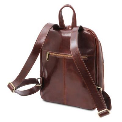 Tuscany Leather Perth 2 Compartments Leather Backpack Dark Brown #3