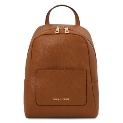 Tuscany Leather TL Bag Small Soft Leather Backpack For Women Cognac