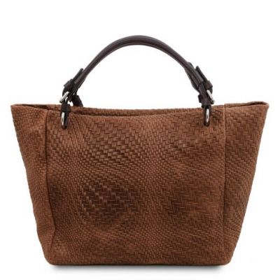 Tuscany Leather TL Bag Woven Printed Leather Shopping Bag Cinnamon #3
