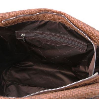 Tuscany Leather TL Bag Woven Printed Leather Shopping Bag Cinnamon #5