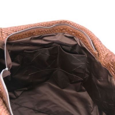 Tuscany Leather TL Bag Woven Printed Leather Shopping Bag Cinnamon #6