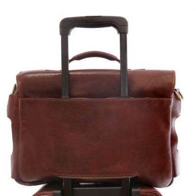 Tuscany Leather Ventimiglia Leather Multi Compartment Tl Smart Briefcase With Front Pockets Brown #6