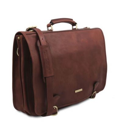 Tuscany Leather Ancona Leather Messenger Bag Brown #2