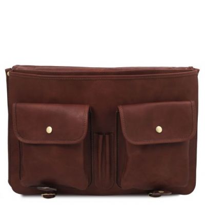 Tuscany Leather Ancona Leather Messenger Bag Brown #4
