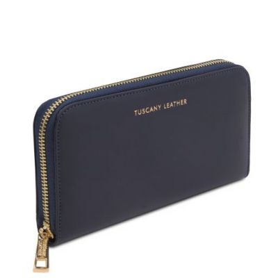 Tuscany Leather Exclusive Accordion Wallet With Zip Closure Dark Blue #2