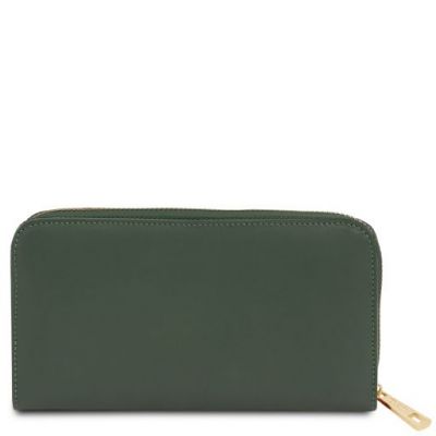 Tuscany Leather Exclusive Accordion Wallet With Zip Closure Forest Green #3