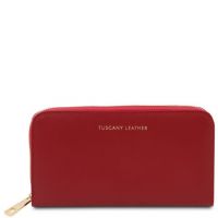 Tuscany Leather Exclusive Accordion Wallet With Zip Closure Red