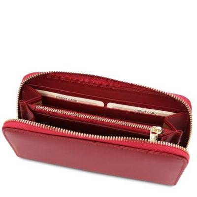 Tuscany Leather Exclusive Accordion Wallet With Zip Closure Red #5