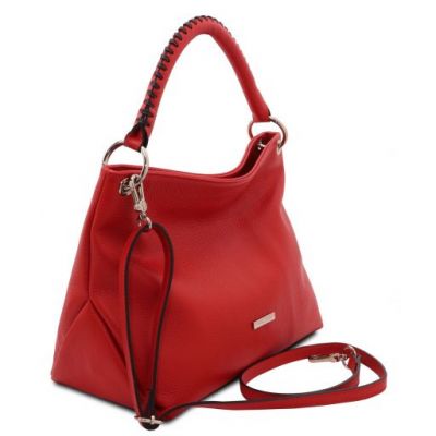 Tuscany Leather Soft Leather Handbag Lipstick Red #2