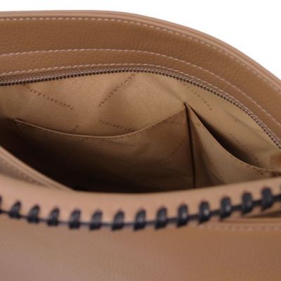 Tuscany Leather Soft Leather Handbag Taupe #6