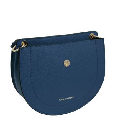Tuscany Leather Tiche Leather Shoulder Bag Dark Blue #3