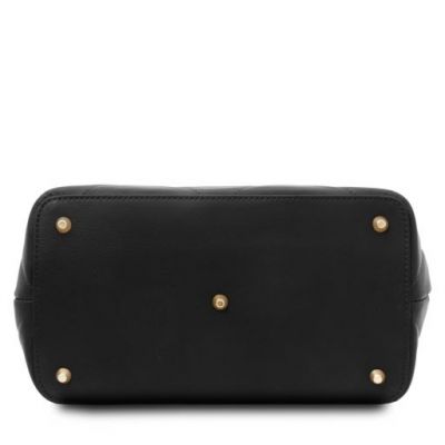 Tuscany Leather Bag Soft Quilted Leather Handbag Black #4