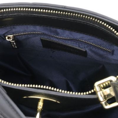 Tuscany Leather Bag Soft Quilted Leather Handbag Black #6