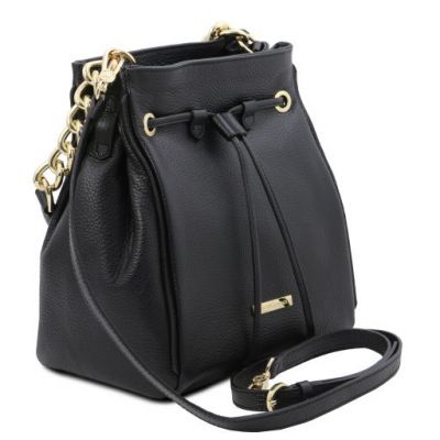 Tuscany Leather Soft Leather Bucket Bag Black #2