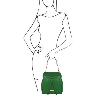 Tuscany Leather TL Bag Soft Leather Bucket Bag Green #7