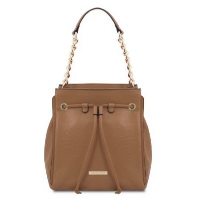 Tuscany Leather TL Bag Soft Leather Bucket Bag Taupe