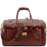 Tuscany Leather Voyager Travel Leather Bag With Side Pockets Large Size Brown
