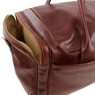 Tuscany Leather Voyager Travel Leather Bag With Side Pockets Large Size Honey #6