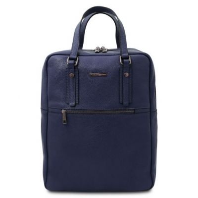 Tuscany Leather TL Bag 2 Compartments Soft Leather Backpack Dark Blue