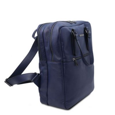Tuscany Leather TL Bag 2 Compartments Soft Leather Backpack Dark Blue #2
