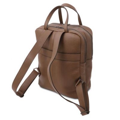 Tuscany Leather TL Bag 2 Compartments Soft Leather Backpack Dark Taupe #3