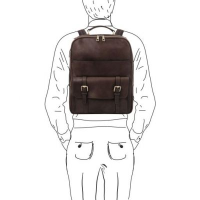 Tuscany Leather Nagoya Laptop Backpack Dark Brown #8