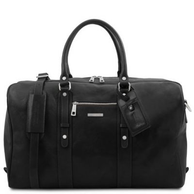 Tuscany Leather Voyager Leather Travel Bag With Front Pocket Black #1