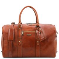 Tuscany Leather Voyager Leather Travel Bag With Front Pocket Honey