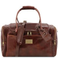 Tuscany Leather Voyager Travel Leather Bag With Side Pockets Brown