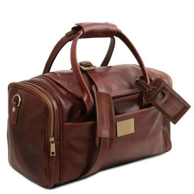 Tuscany Leather Voyager Travel Leather Bag With Side Pockets Brown #3
