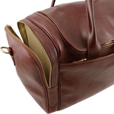 Tuscany Leather Voyager Travel Leather Bag With Side Pockets Brown #6