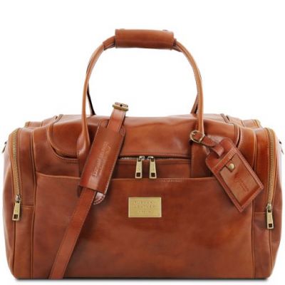 Tuscany Leather Voyager Travel Leather Bag With Side Pockets Honey #1
