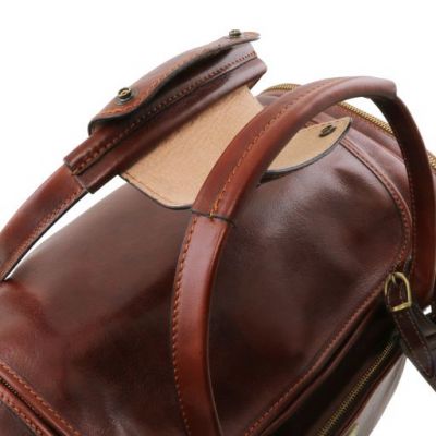 Tuscany Leather Voyager Travel Leather Bag With Side Pockets Small Size Brown #8