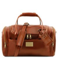 Tuscany Leather Voyager Travel Leather Bag With Side Pockets Small Size Honey