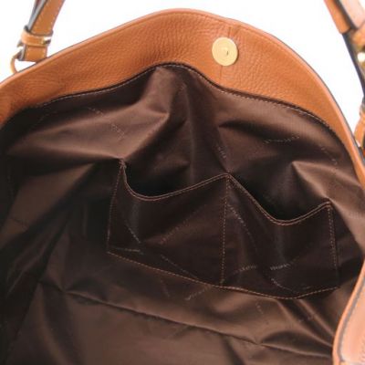 Tuscany Leather Ambrosia Soft Leather Shopping Bag With Shoulder Strap Cognac #5
