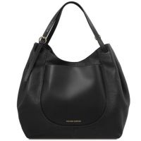 Tuscany Leather Cinzia Soft Leather Shopping Bag Black