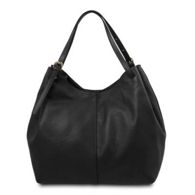 Tuscany Leather Cinzia Soft Leather Shopping Bag Black #3