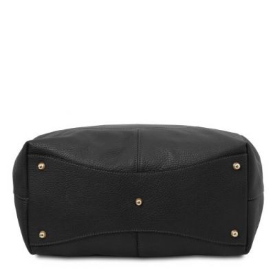 Tuscany Leather Cinzia Soft Leather Shopping Bag Black #4