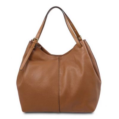 Tuscany Leather Cinzia Soft Leather Shopping Bag Cognac #3