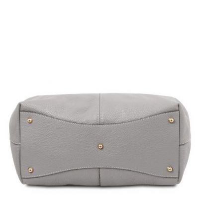 Tuscany Leather Cinzia Soft Leather Shopping Bag Light Grey #2