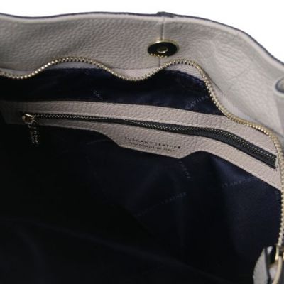 Tuscany Leather Cinzia Soft Leather Shopping Bag Light Grey #3