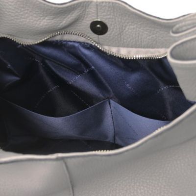 Tuscany Leather Cinzia Soft Leather Shopping Bag Light Grey #4