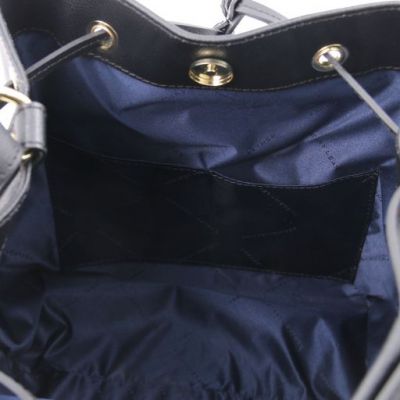 Tuscany Leather Minerva Leather Bucket Bag Black #6