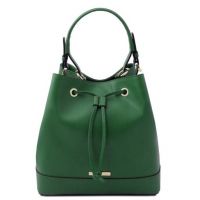 Tuscany Leather Minerva Leather Bucket Bag Green