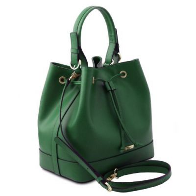 Tuscany Leather Minerva Leather Bucket Bag Green #2